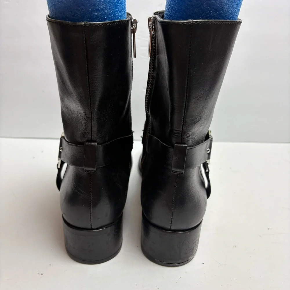 Michael Kors Black Leather Boots with Logo Harness Women’s size 8
